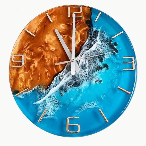 Đồng Hồ Epoxy Sóng Biển Xanh