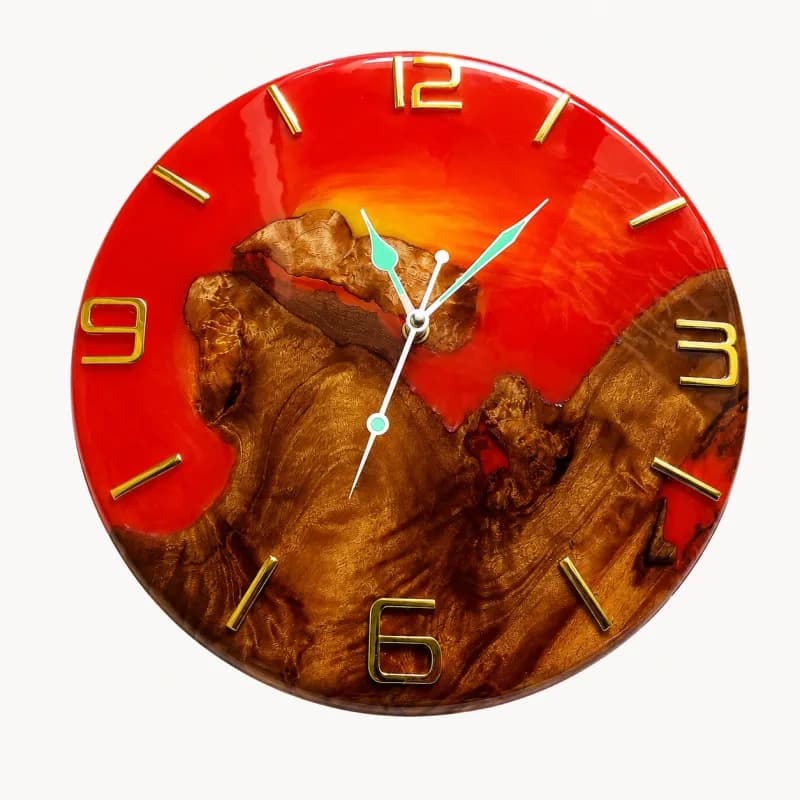 Đồng Hồ Epoxy Hoàng Hôn Đỏ